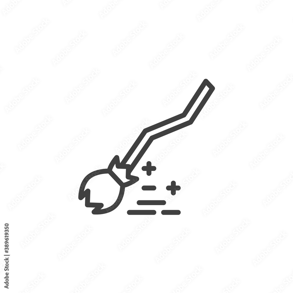 Witch broom line icon. linear style sign for mobile concept and web design. Magical besom outline vector icon. Symbol, logo illustration. Vector graphics Witch broom line icon. linear style sign for mobile concept and web design. Magical besom outline vector icon. Symbol, logo illustration. Vector graphics