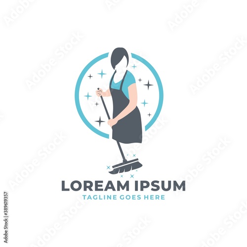 Housemaid Logo Stock Vector Illustration. unique maid logo. cleaning service. house maid. vector illustration
