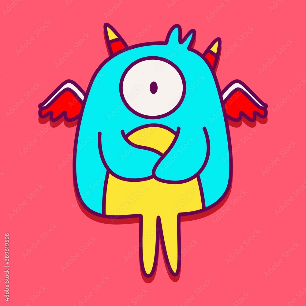 kawaii doodle monster sticker design illustration kawaii doodle monster sticker design illustration