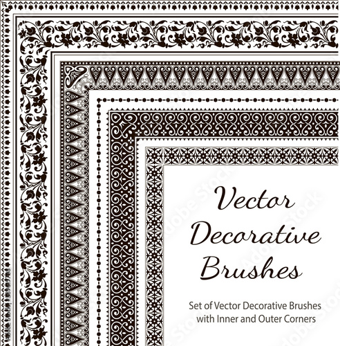 Decorative vector brushes with inner and outer corner.