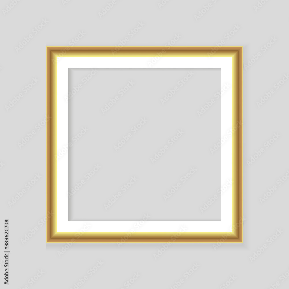 Realistic gold frame isolated on grey background. Perfect for your presentations. Vector illustration. Realistic gold frame isolated on grey background. Perfect for your presentations. Vector illustration.