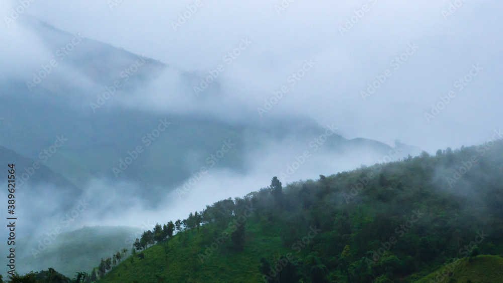 Colorful of mountain in the rainy season