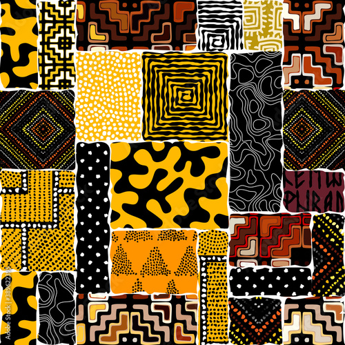 Seamless background pattern. Abstract ethnic tribal patternin patchwork style. Vector image photo