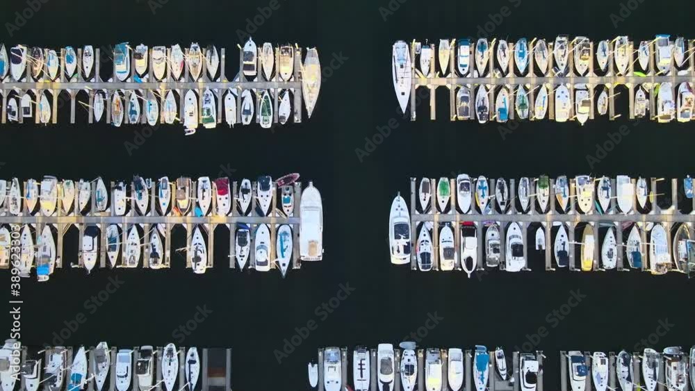 Cinematic aerial overview of yacht marina in San Pedro, California Cinematic aerial overview of yacht marina in San Pedro, California