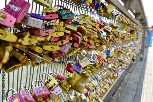 Love Padlocks at Pont des Arts in Paris, France
