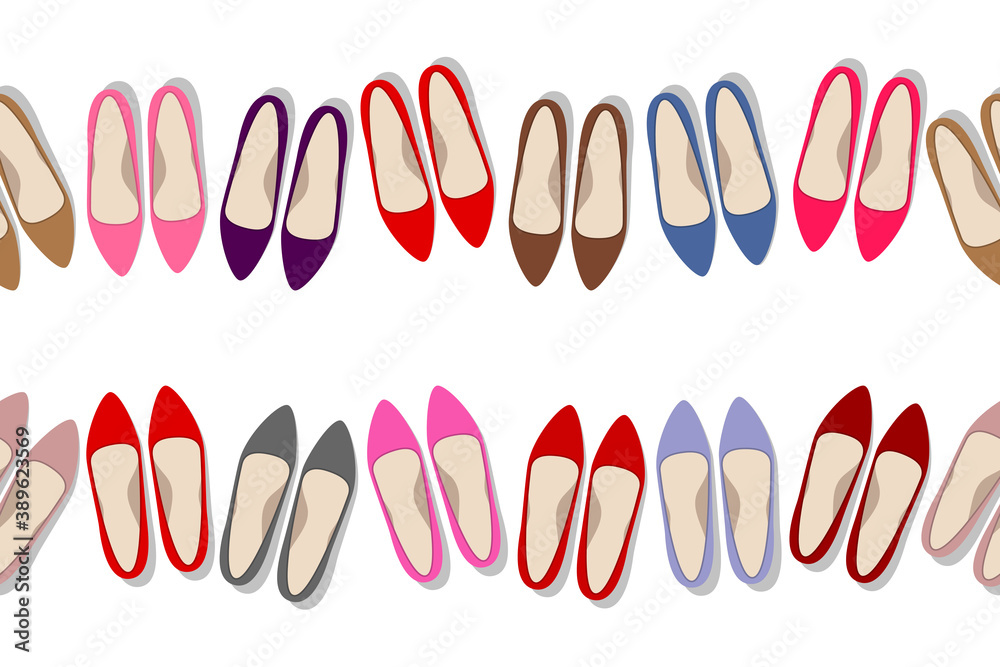 Seamless groups of colored woman's shoes over white background Seamless groups of colored woman's shoes over white background