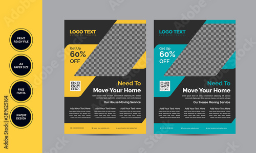 Moving house service flyer template, Concept Template Stylish Colorful Illustration Design.