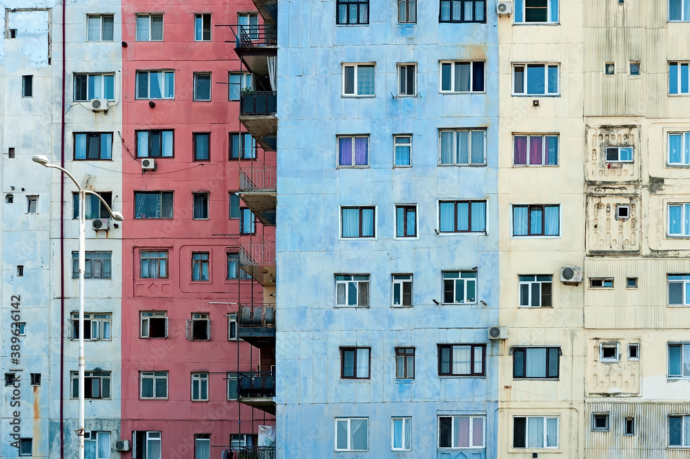 Colorful facades of the old buildings in Batumi Georgia