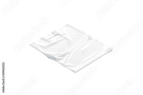 Blank white die-cut plastic bag with handle hole mock up