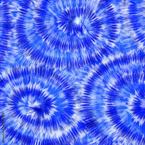 Fototapeta Naklejka Na Ścianę i Meble -  Tye Dye blue  white spiral background.