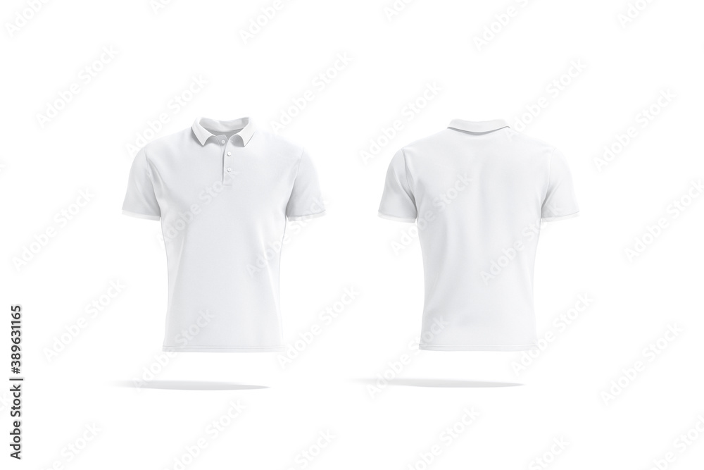 Blank white polo shirt mockup, front and back view Stock Illustration ...