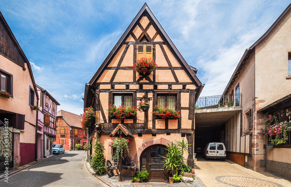 Alsacian village Bergheim near Colmar, France.