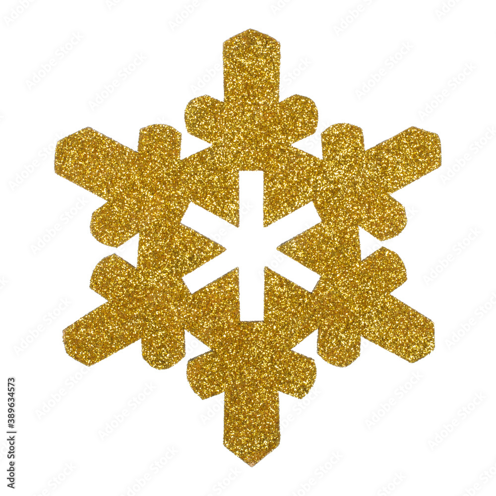 Obraz premium Christmas toys in the form of Golden snowflakes on a white background