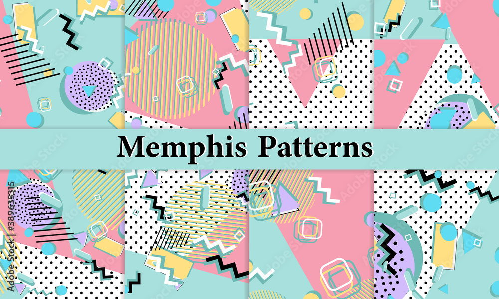 Memphis pattern. Geometric shapes. Hipster style