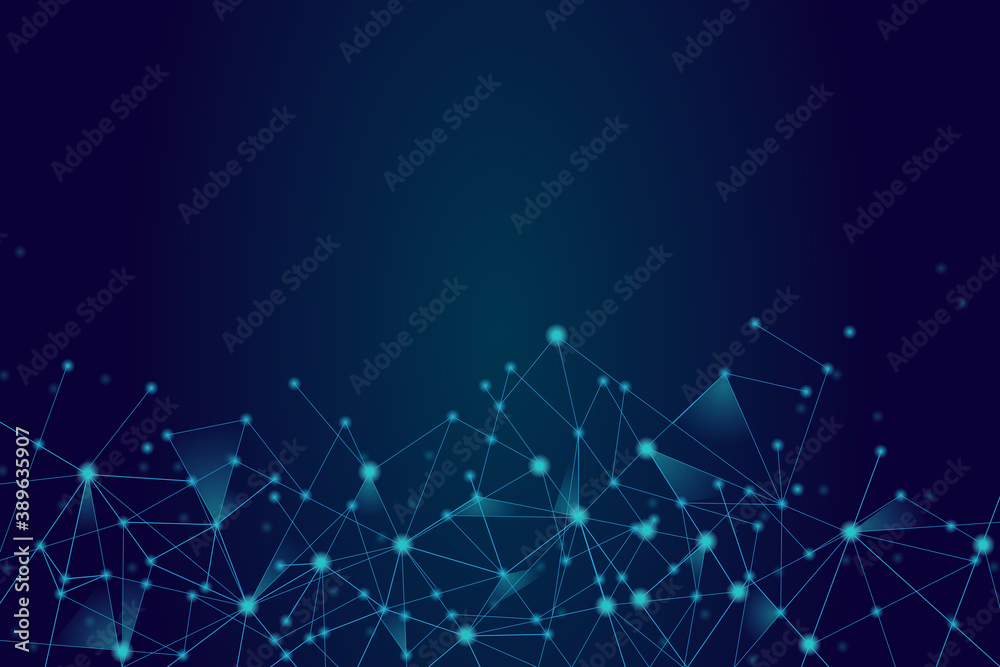 Network abstract connection isolated on blue background. Network ...