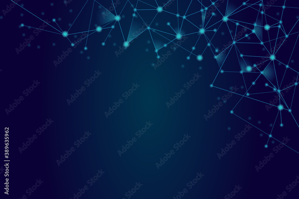 Network abstract connection isolated on blue background. Network ...