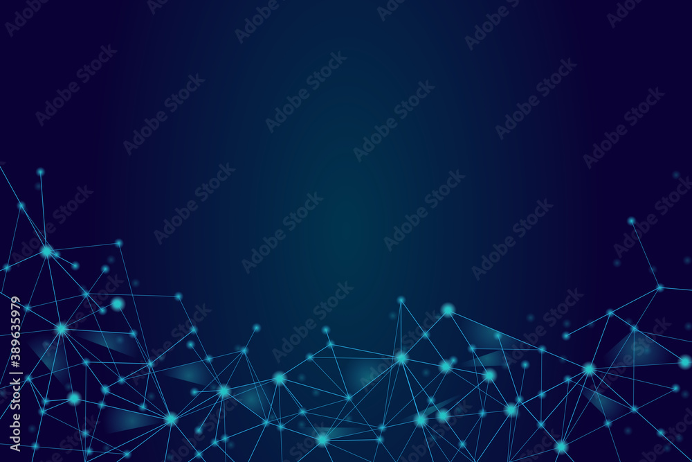 Network abstract connection isolated on blue background. Network technology background with dots and lines. Ai background. Connect vector. For ai digital design, network technology
