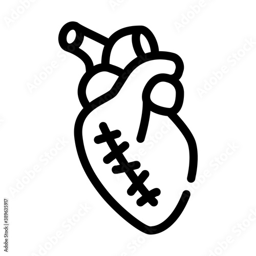 heart attack operation line icon vector illustration