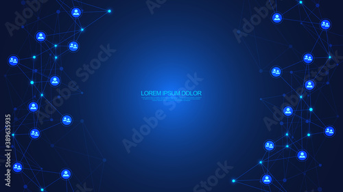 Vector illustration of connecting people and communication concept, social network.