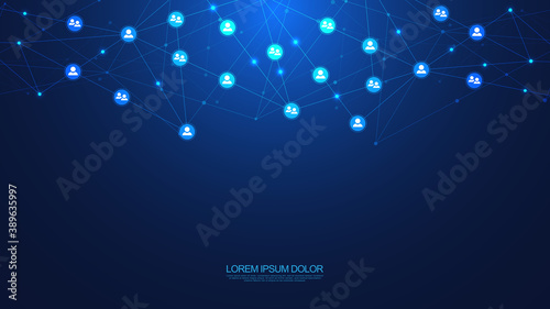 Vector illustration of connecting people and communication concept, social network.