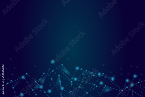 Network abstract connection isolated on blue background. Network technology background with dots and lines. Ai background. Connect vector. For ai digital design, network technology