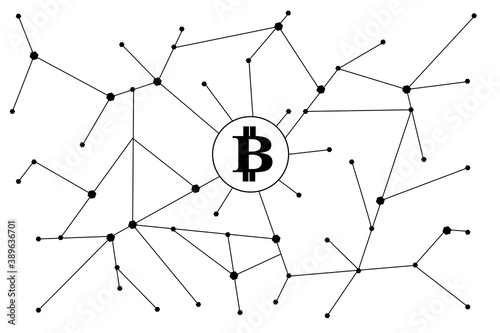 Blockchain - bitcoin software platform isolated on white background. For digital asset, financial system and bitcoin network. Creative and modern business concept, blockchain vector 