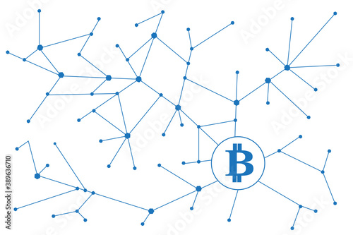 Blockchain - bitcoin software platform isolated on white background. For digital asset, financial system and bitcoin network. Creative and modern business concept, blockchain vector 