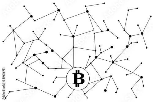 Blockchain - bitcoin software platform isolated on white background. For digital asset, financial system and bitcoin network. Creative and modern business concept, blockchain vector 
