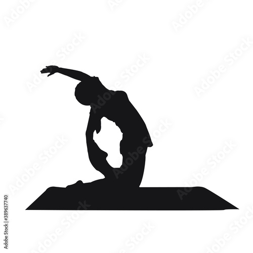 Young woman still practice yoga on white background.