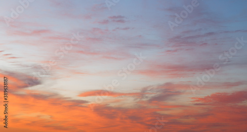 sunset of the red sun on a variegated colored sky