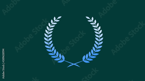 Beautiful wreath icon on cyan dark background, Best wheat icon