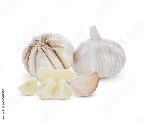  Garlic isolated on white background.
