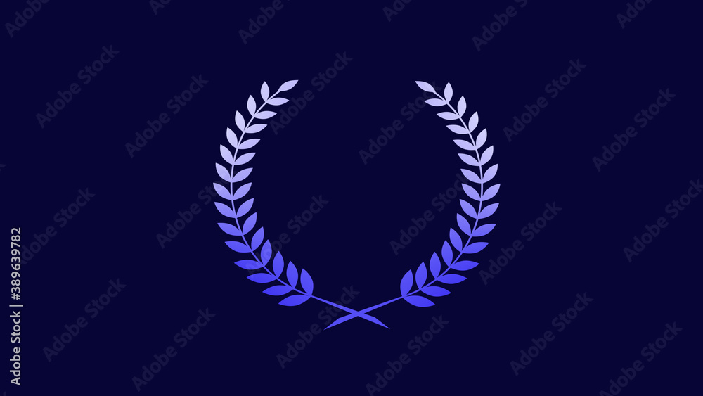 New best beautiful blue and white gradient wheat icon on blue dark background, Wreath icon New best beautiful blue and white gradient wheat icon on blue dark background, Wreath icon