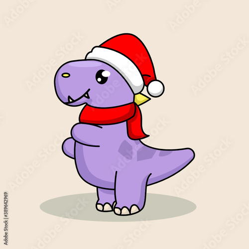 Cute Christmas Dino mascot design