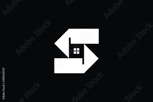Logo design of  S SS in vector for construction, home, real estate, building, property. Minimal awesome trendy professional logo design template on black background.