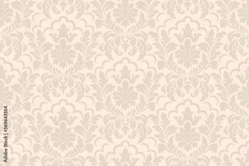 Damask seamless pattern element. Vector classical luxury old fashioned damask ornament, royal victorian seamless texture for wallpapers, textile, wrapping. Vintage exquisite floral baroque template. - obrazy, fototapety, plakaty 