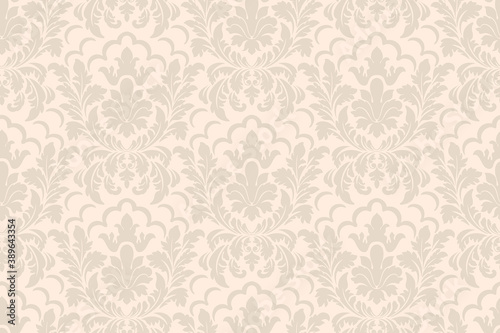 Damask seamless pattern element. Vector classical luxury old fashioned damask ornament, royal victorian seamless texture for wallpapers, textile, wrapping. Vintage exquisite floral baroque template. photo