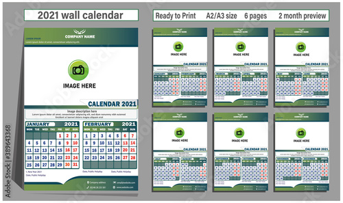 2021 Wall Calendar ready to print full editable