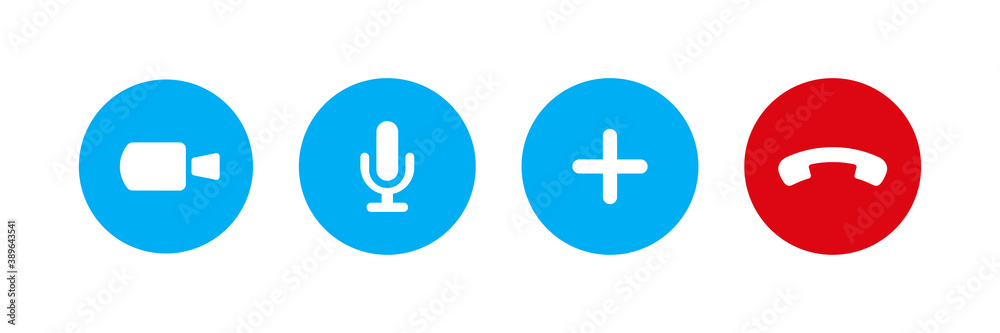 Obraz premium Video call icons. Vector isolated web elements. Flat design. Web application buttons. Stock vector.