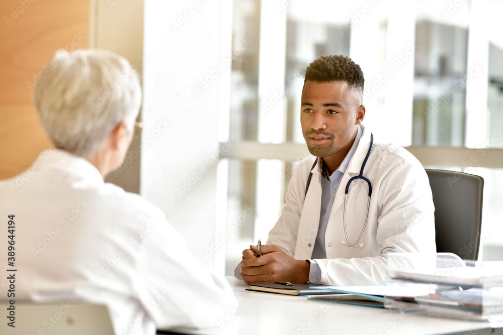 Woman at doctor's office for check up