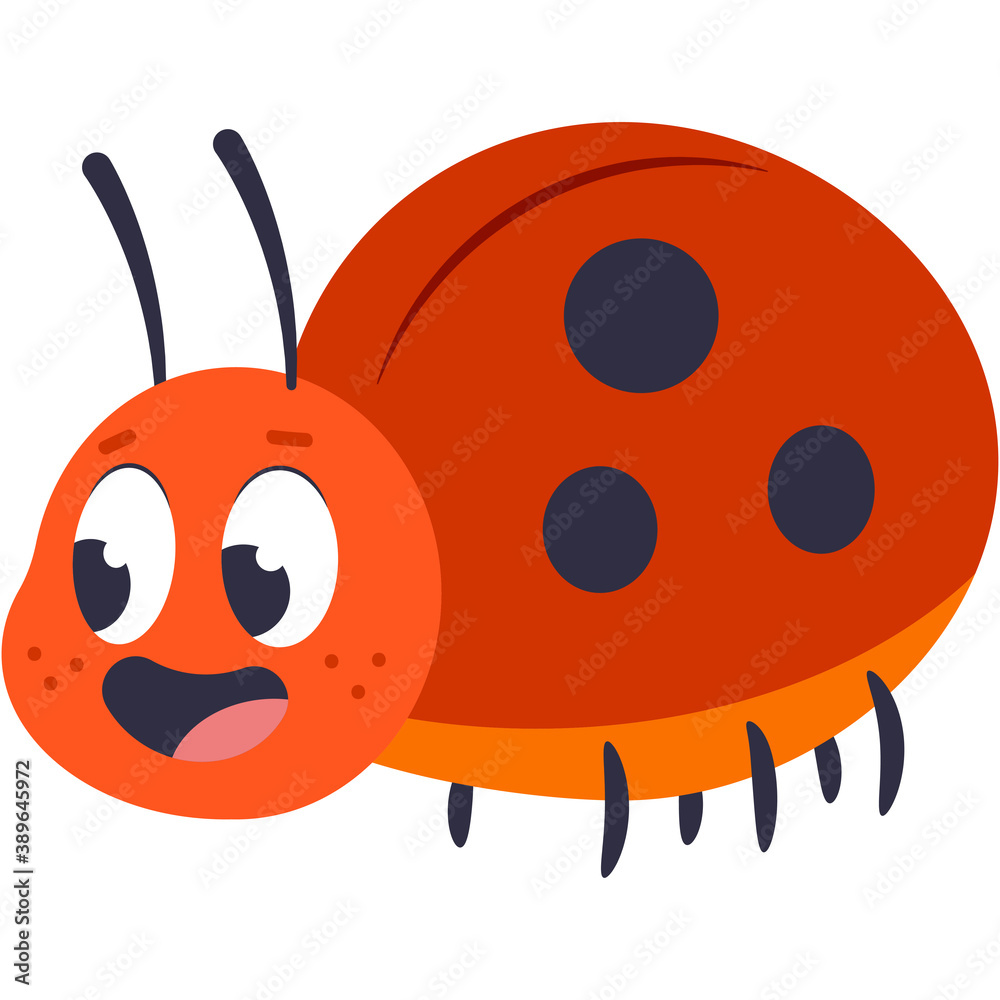 Fototapeta premium Cute cartoon ladybug vector illustration isolated on a white background.