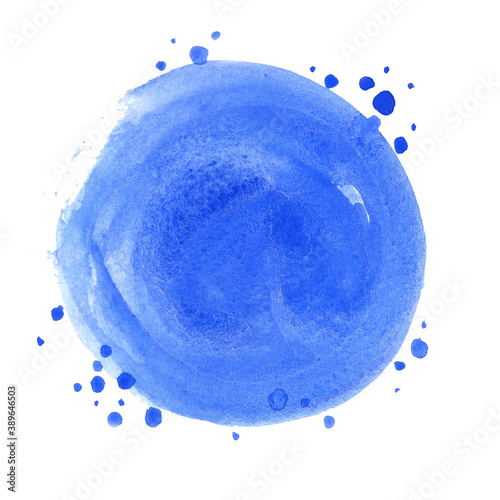Abstract blue color round brush water color hand painting banner for decoration on aquatic theme concept.