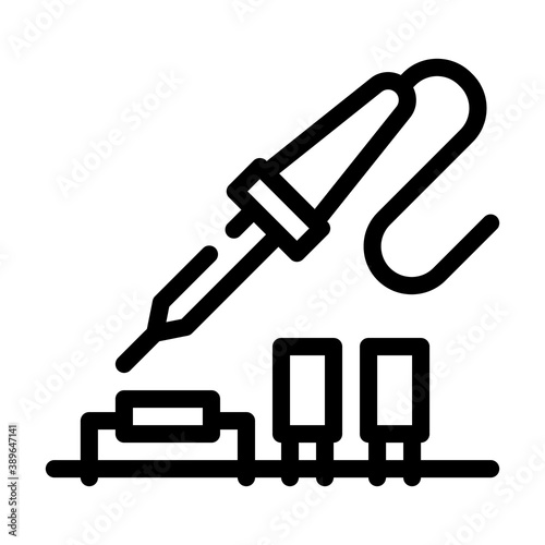 iron solder soldering line icon vector illustration