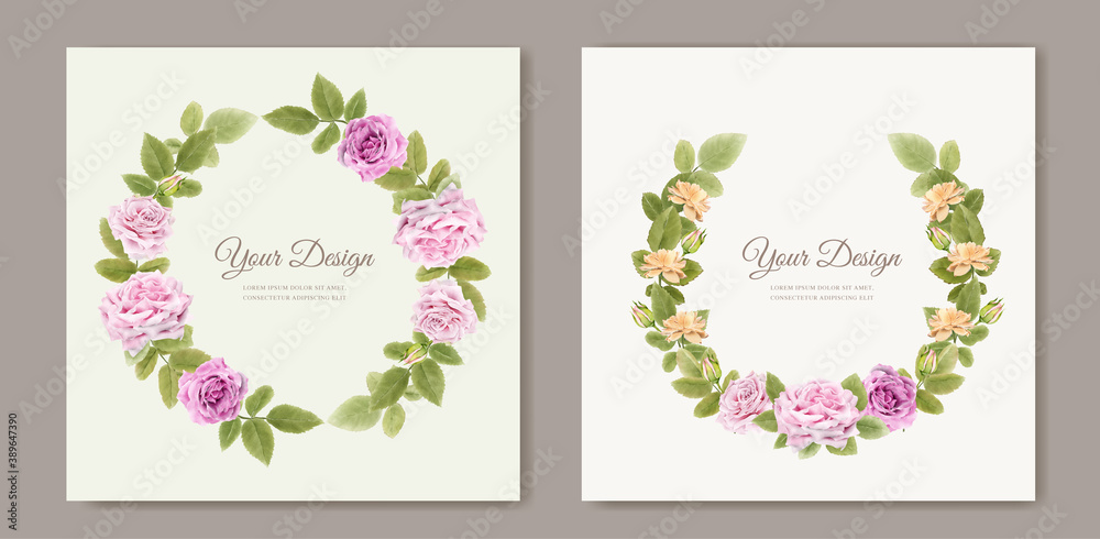 elegant hand drawing wedding invitation floral design
