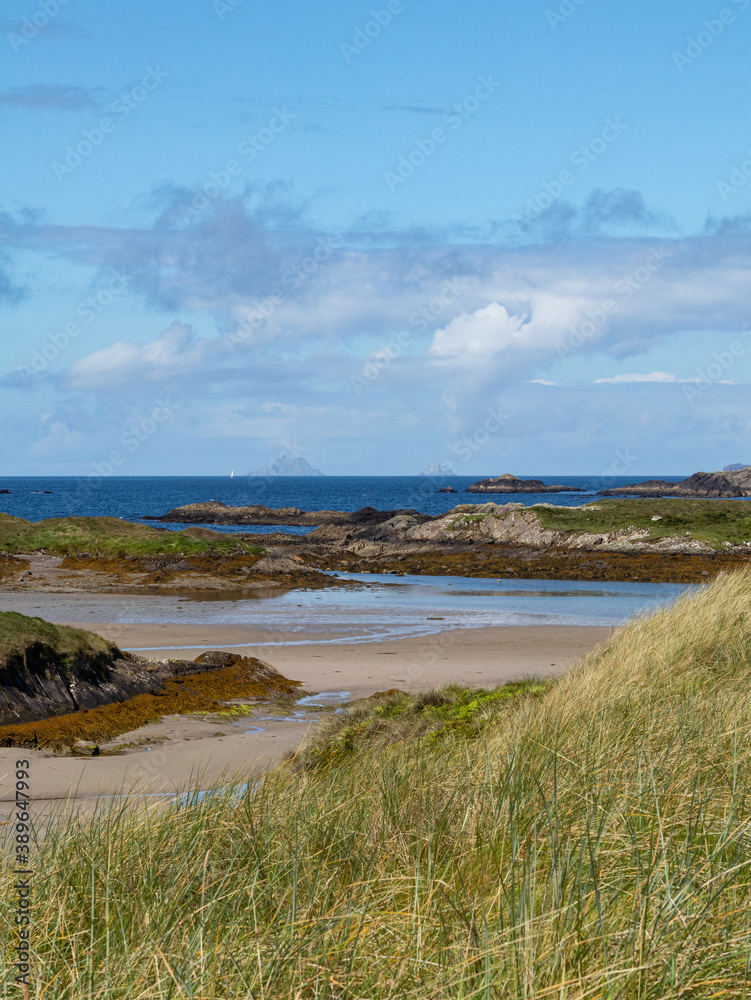 A view of the Skellig Islands from Derrynane Beach A view of the Skellig Islands from Derrynane Beach