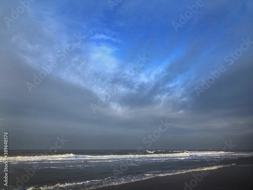 Beach  sea and waves.. North sea coast. Julianadorp. Netherlands.
