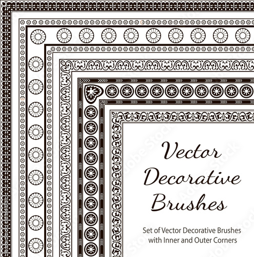 Decorative vector brushes with inner and outer corner.