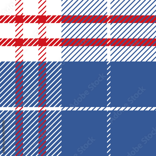 Rood, wit en blauwe tartan vector herhaal naadloos patroon
