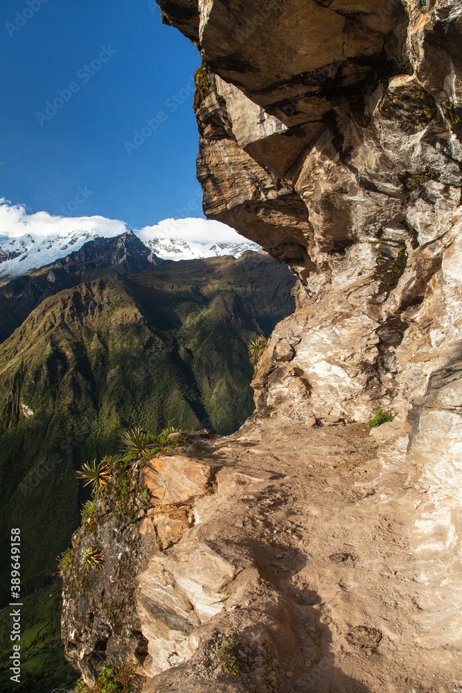 pathway and rock face, Mount Saksarayuq, Andes mountains