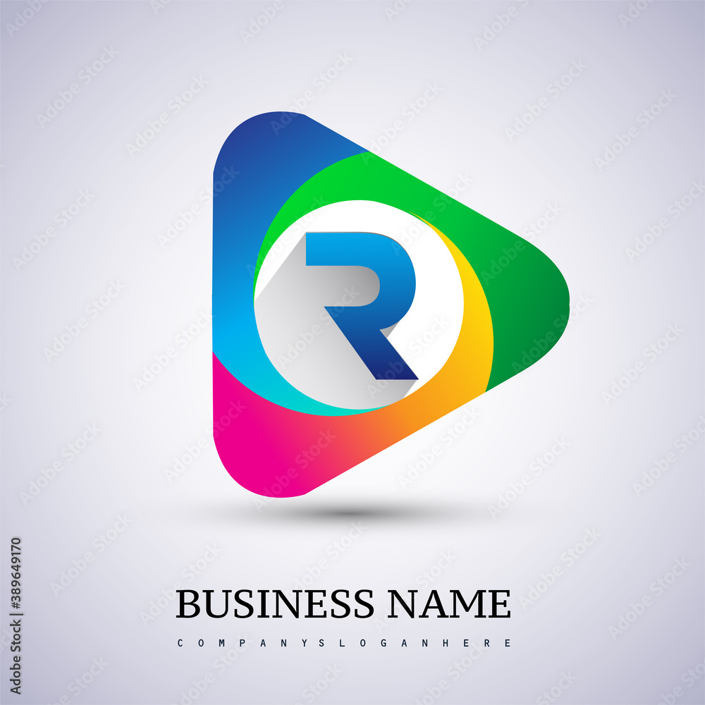 R letter colorful logo in the triangle shape, Vector design template elements for your Business or company identity. R letter colorful logo in the triangle shape, Vector design template elements for your Business or company identity.